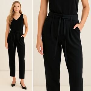 ARITZIA Wilfred Black Dress Pants Elastic Waist Pockets Cropped Size Small